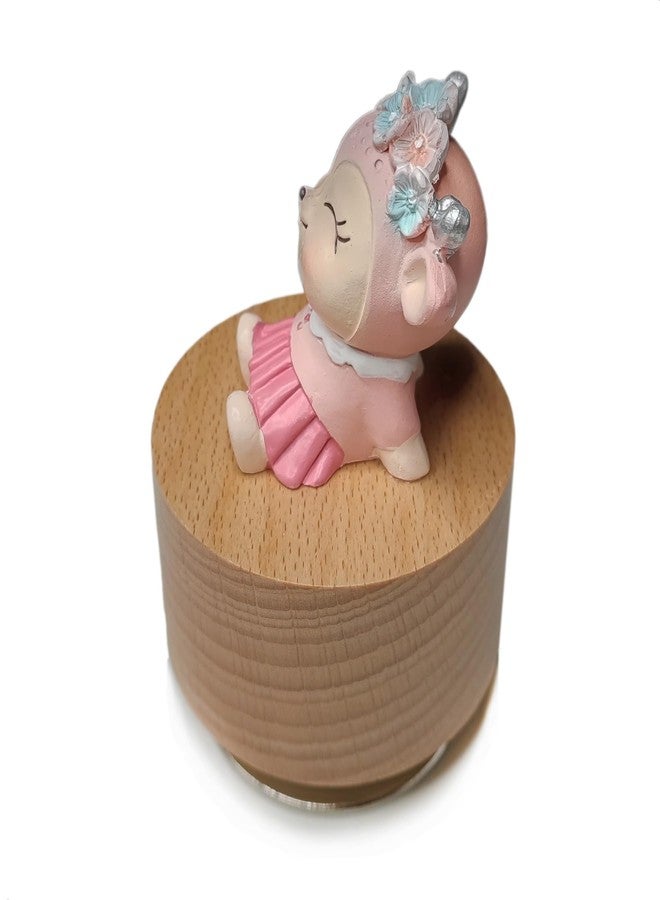 falado Mini Wooden Animal Rotary Music Box with Cute Deer Ornament (Tune: You are My Sunshine), Beige - Image 3
